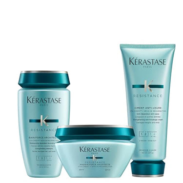 Kérastase, Résistance, Pflegeroutine mit Shampoo, Haarmaske und Hitzeschutz, Für geschädigtes und strapaziertes Haar, Aufbauend und stärkend im Sale